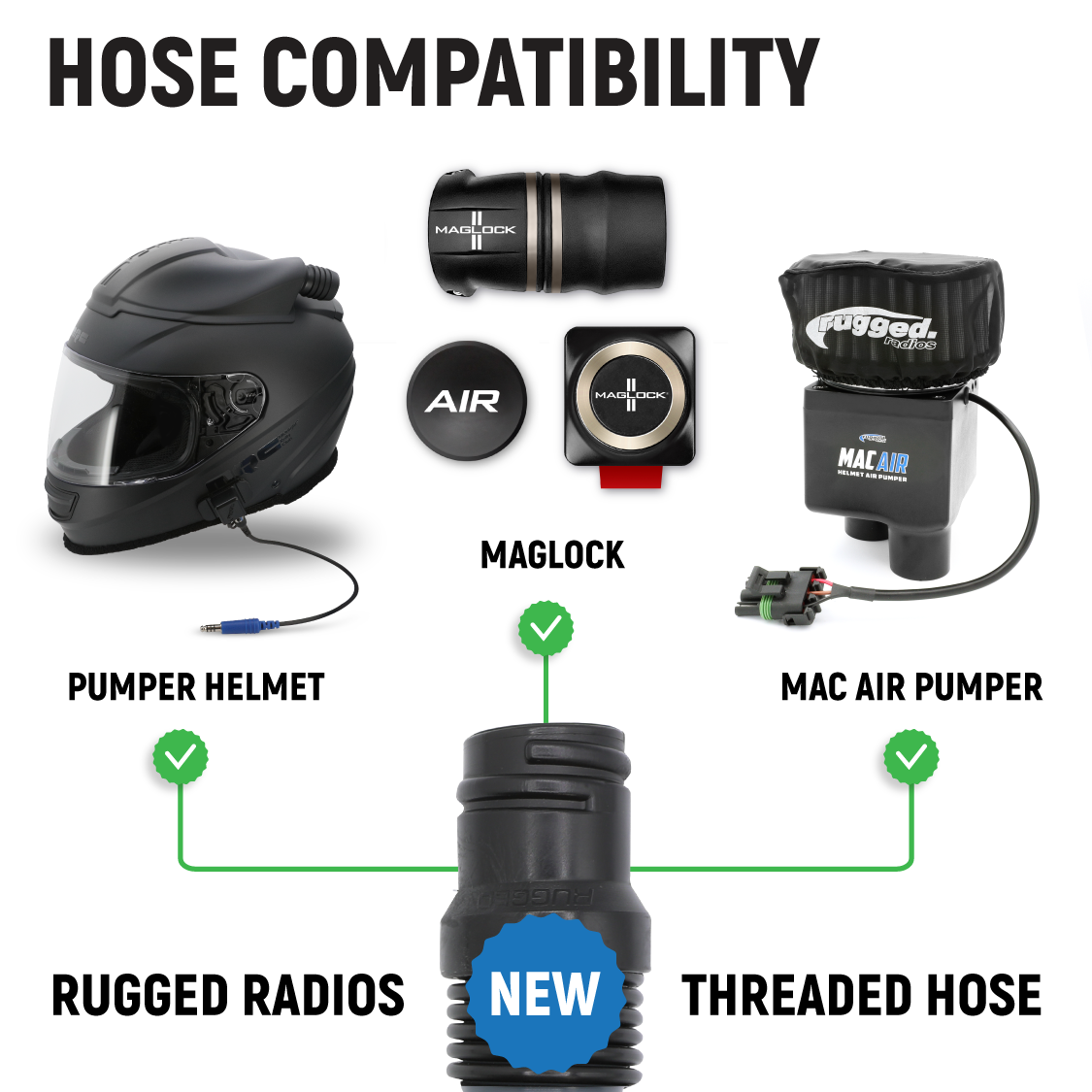 Ultra Flex Expandable Helmet Air Pumper Hose - 2 to 6 Feet