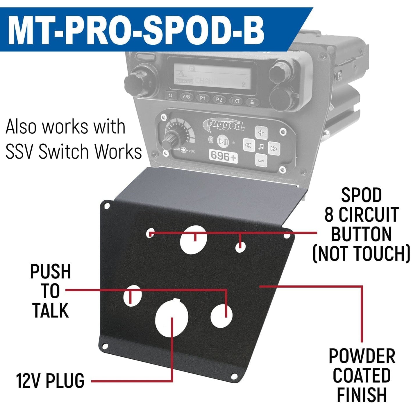Lower Accessory Panel for Polaris RZR PRO XP RZR Turbo R and RZR PRO R Dash Mount Radio and Intercom - Scosche M8RIX