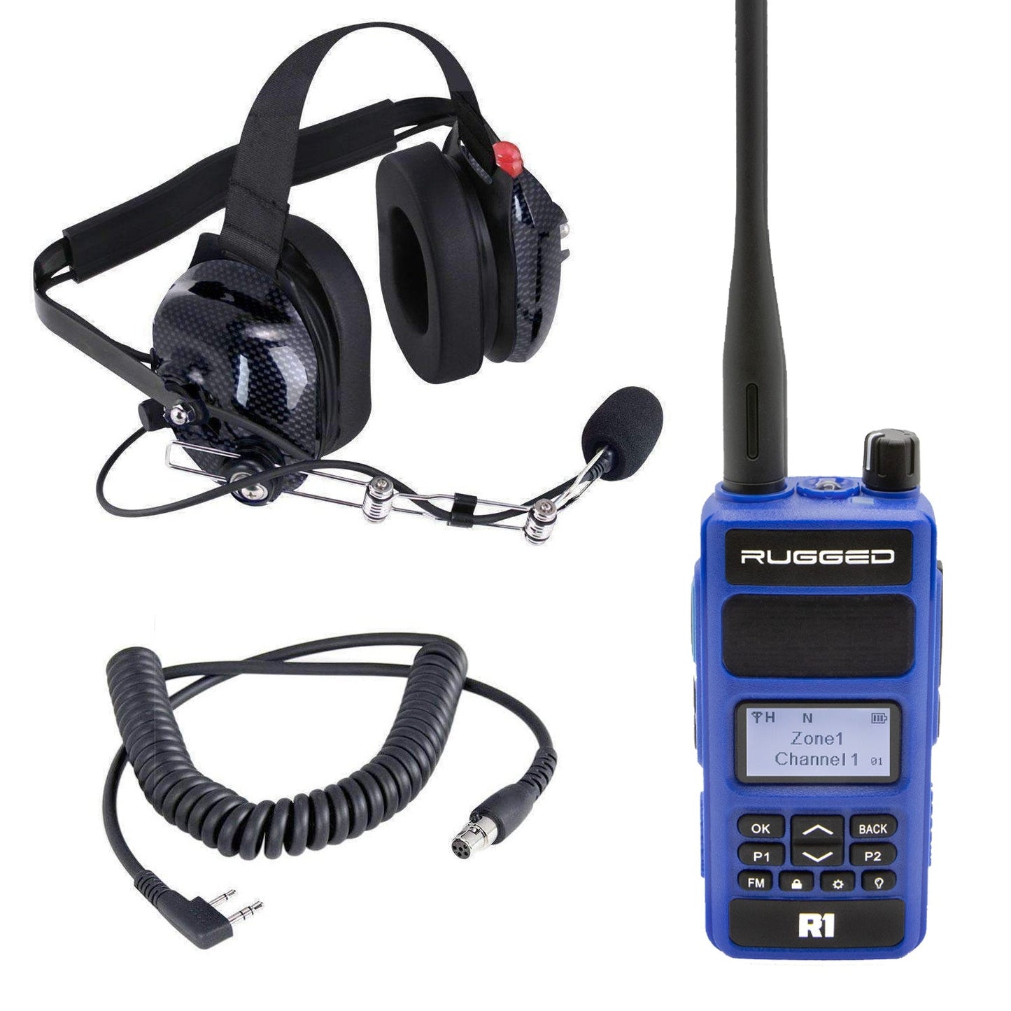 Crew Chief - H42 Spotter Headset and Rugged Handheld Radio Package - Dual Radio / R1 Business Band Handheld - Digital and Analog / Safety Yellow