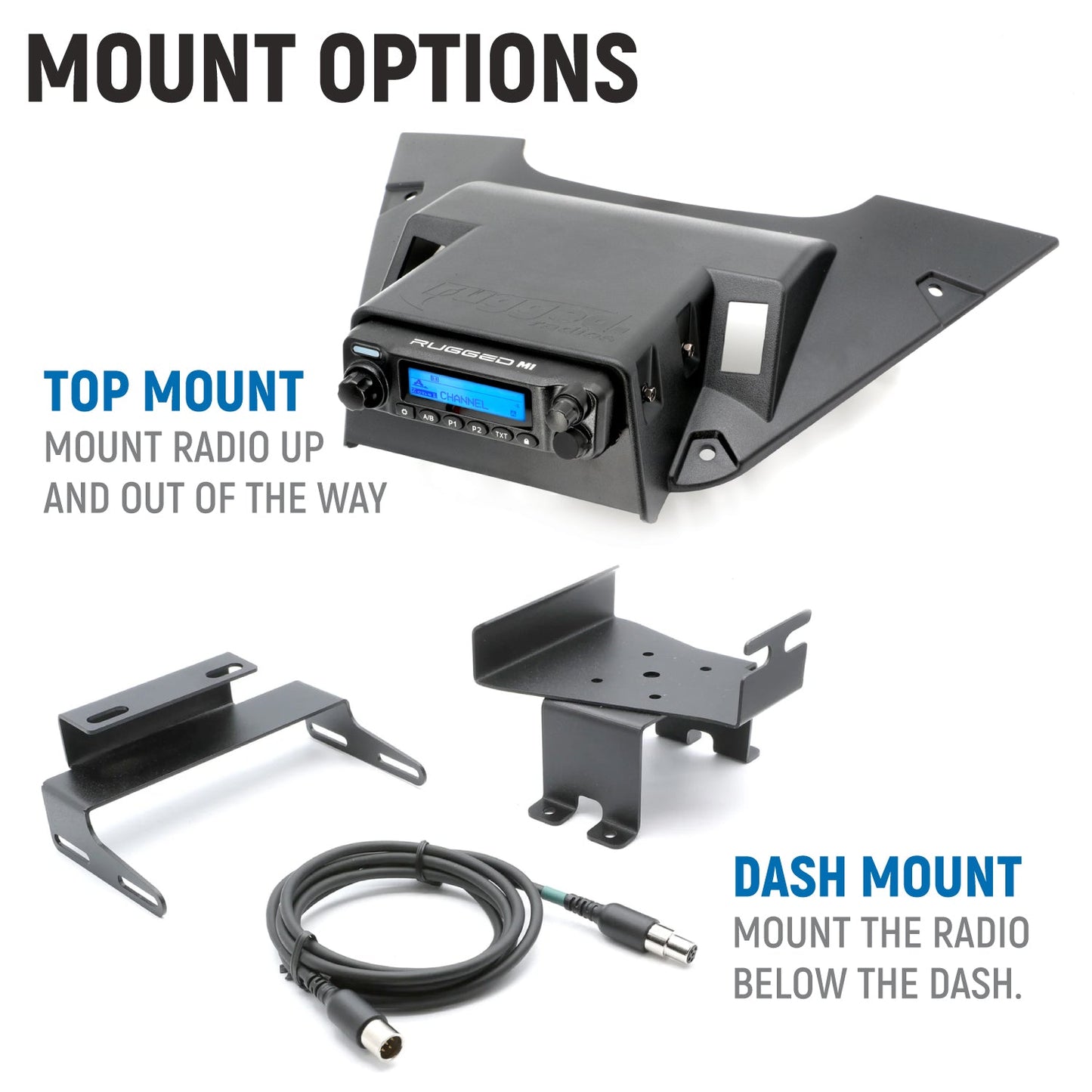 Can-Am Maverick R Complete Communication Kit with Rocker Switch Bluetooth Intercom and 2-Way Radio - STX Stereo Remote Head / G1 GMRS / Dash Mount