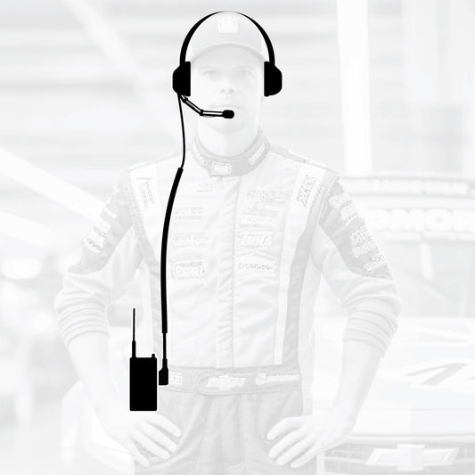 Crew Chief - H42 Spotter Headset and Rugged Handheld Radio Package - Single Radio / RDH Digital UHF Radio / Black