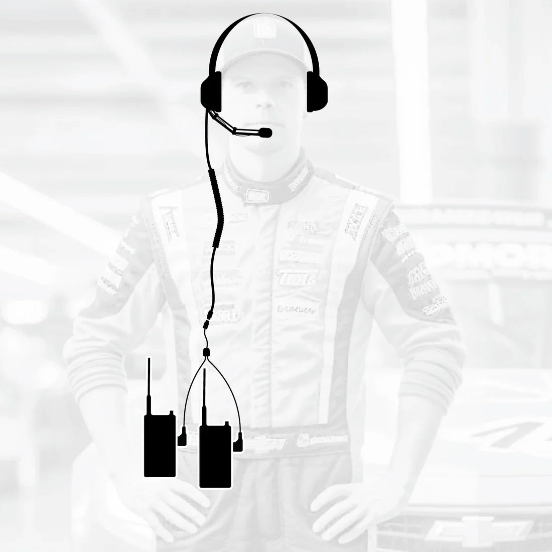 Crew Chief - H42 Spotter Headset and Rugged Handheld Radio Package - Dual Radio / R1 Business Band Handheld - Digital and Analog / Safety Yellow