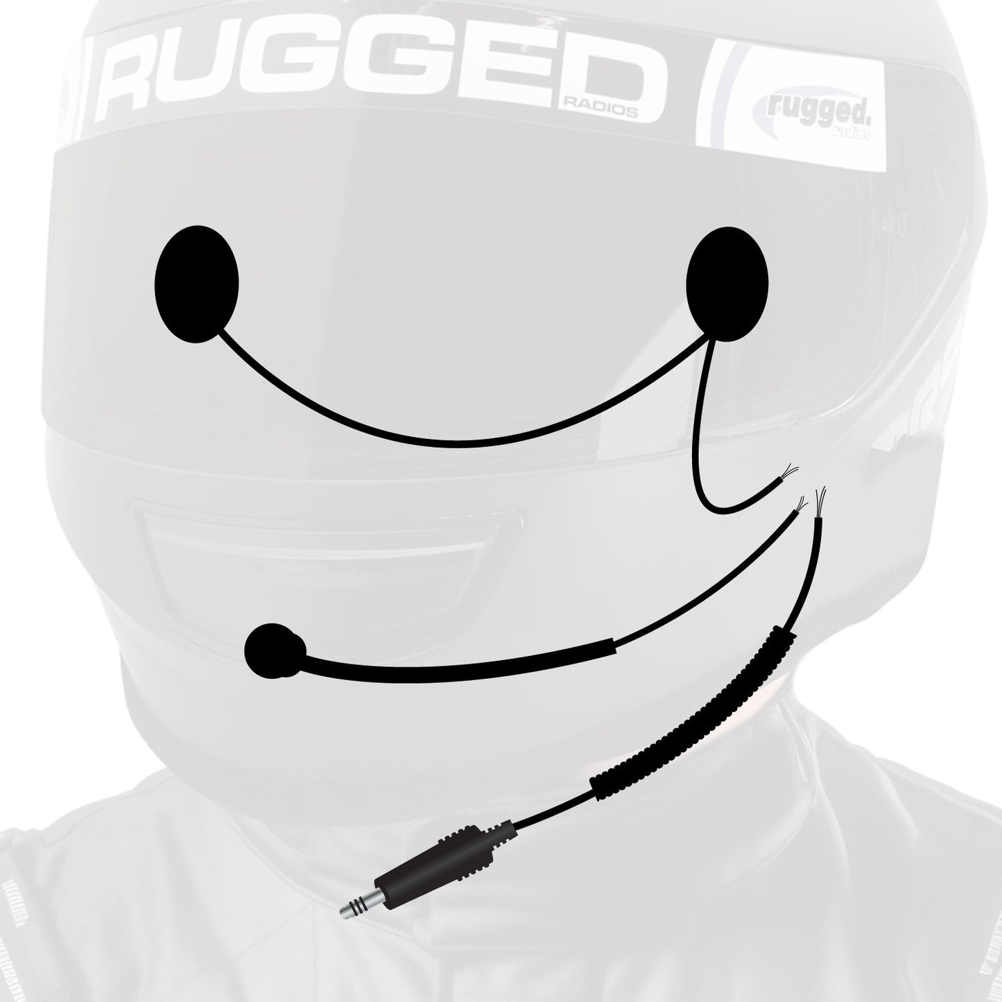 Peltor 4-Conductor Helmet Kits - Mic / 1/8  Ear Bud Jack / Coil Cord / Straight