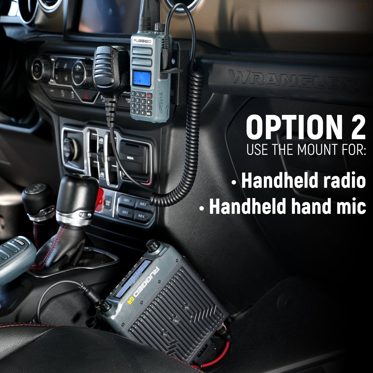 Handheld Radio Grab Bar Mount for Jeep Wrangler JK JKU JL and Gladiator JT - JL/JT - Radio-Only Mount