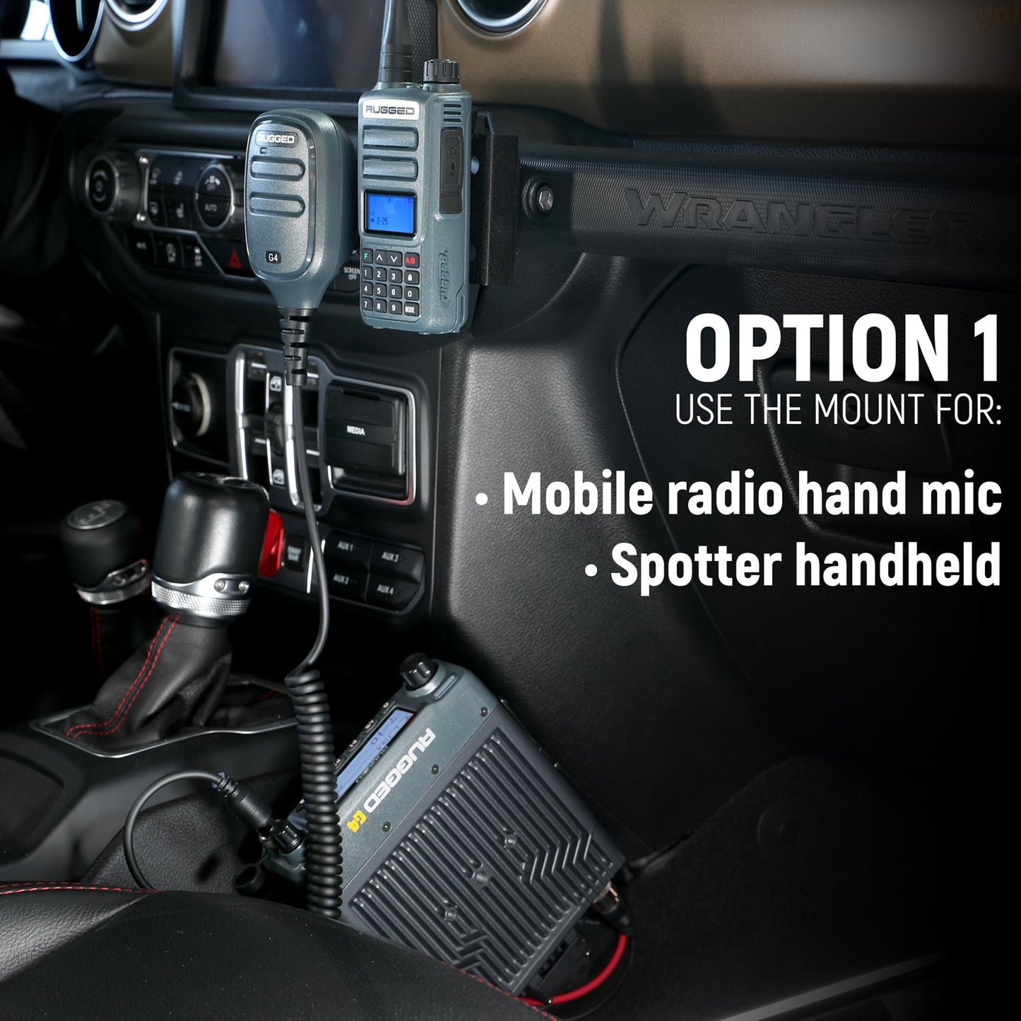 Handheld Radio Grab Bar Mount for Jeep Wrangler JK JKU JL and Gladiator JT - JL/JT - Radio-Only Mount