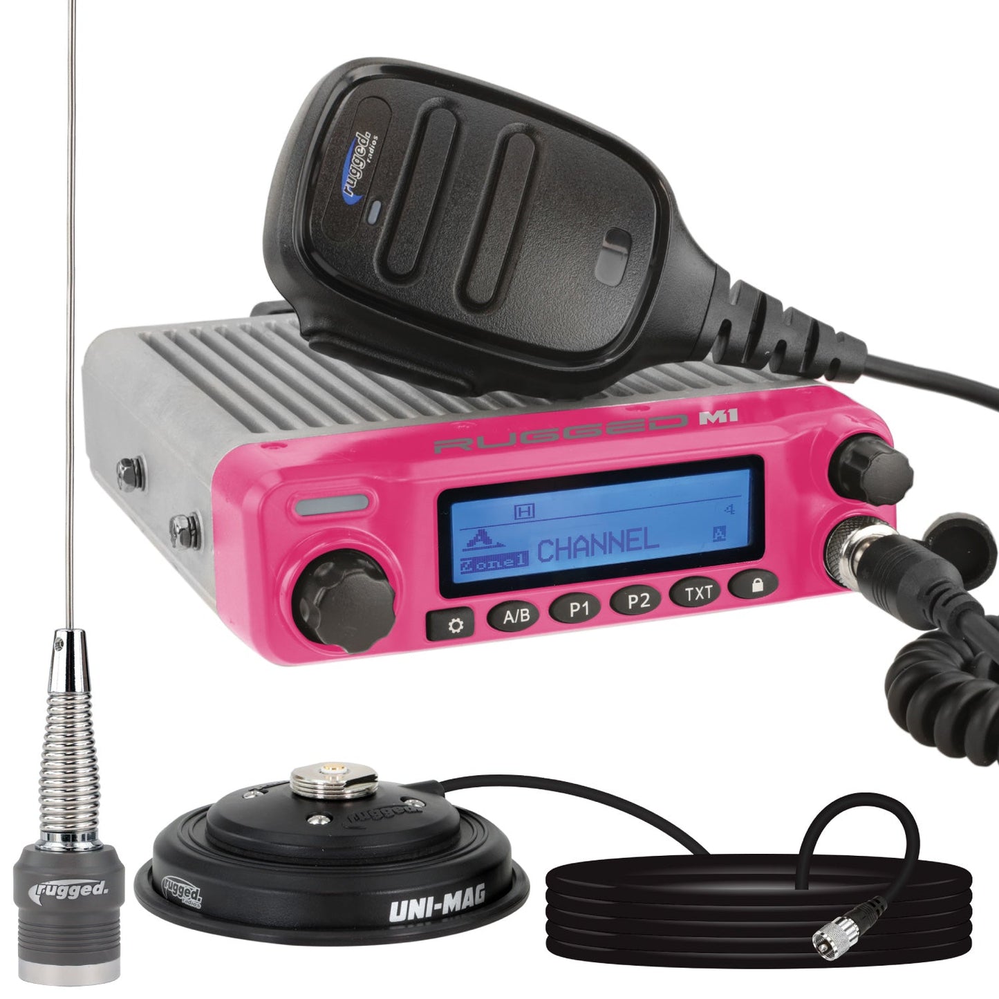Radio Kit 闂?Pink Rugged M1 RACE SERIES Waterproof Mobile Radio with Antenna 闂?Digital and Analog