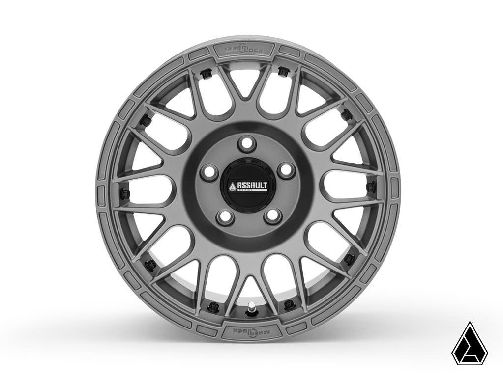 Standard XT Warrior Tires 35x10x15 on 15x10 Assault Industries Hellfire Matte Titanium 4/156 Pattern