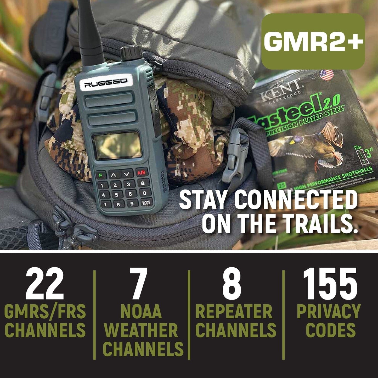 2 Pack - Rugged GMR2 PLUS - GMRS and FRS Two Way Handheld Radios - Safety Orange