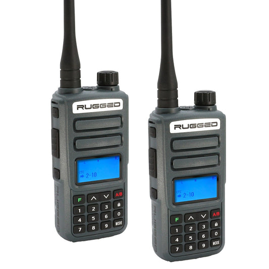 2 Pack - Rugged GMR2 PLUS - GMRS and FRS Two Way Handheld Radios - Grey