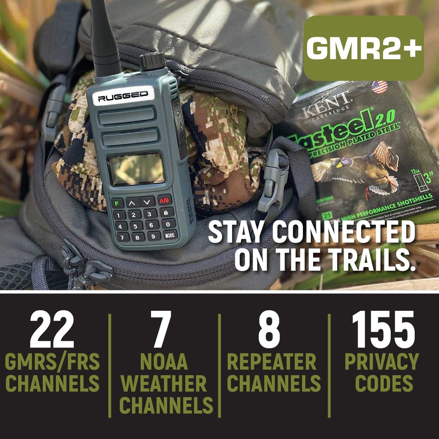 Adventure Pack - Rugged GMR2 PLUS - GMRS and FRS Two Way Handheld Radios with Accessories - Safety Orange