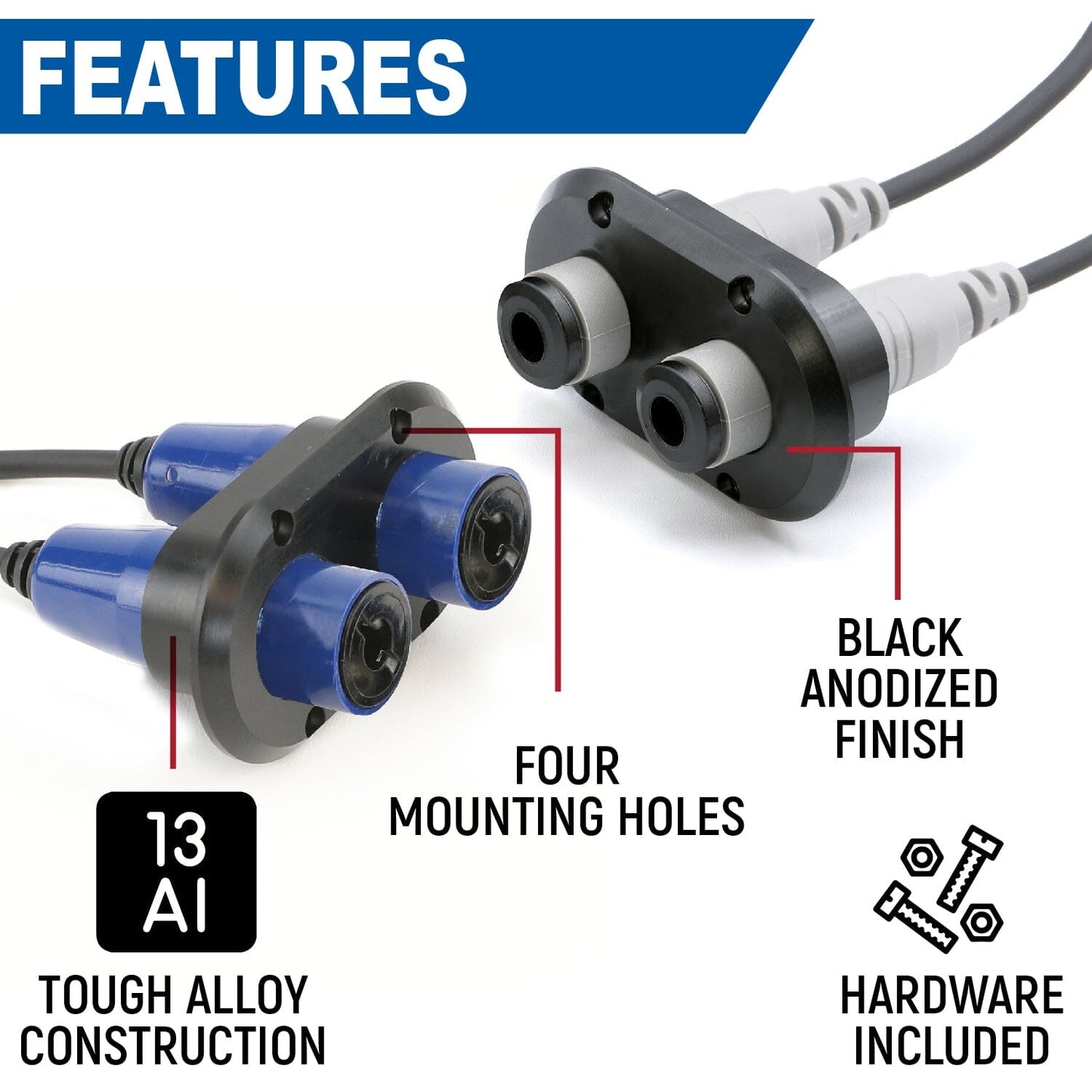 Dual Headset / Helmet Jack Flush Mount - Offroad
