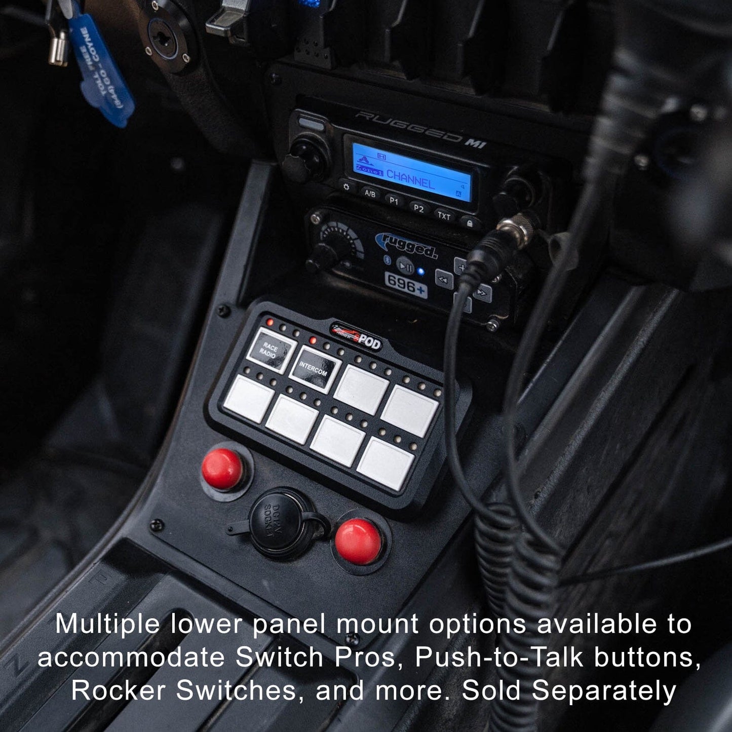 Polaris RZR PRO XP - Turbo R - Pro R - Complete Communication Kit with Bluetooth Intercom and 2-Way Radio - 696 PLUS / G1 GMRS / Center Mount
