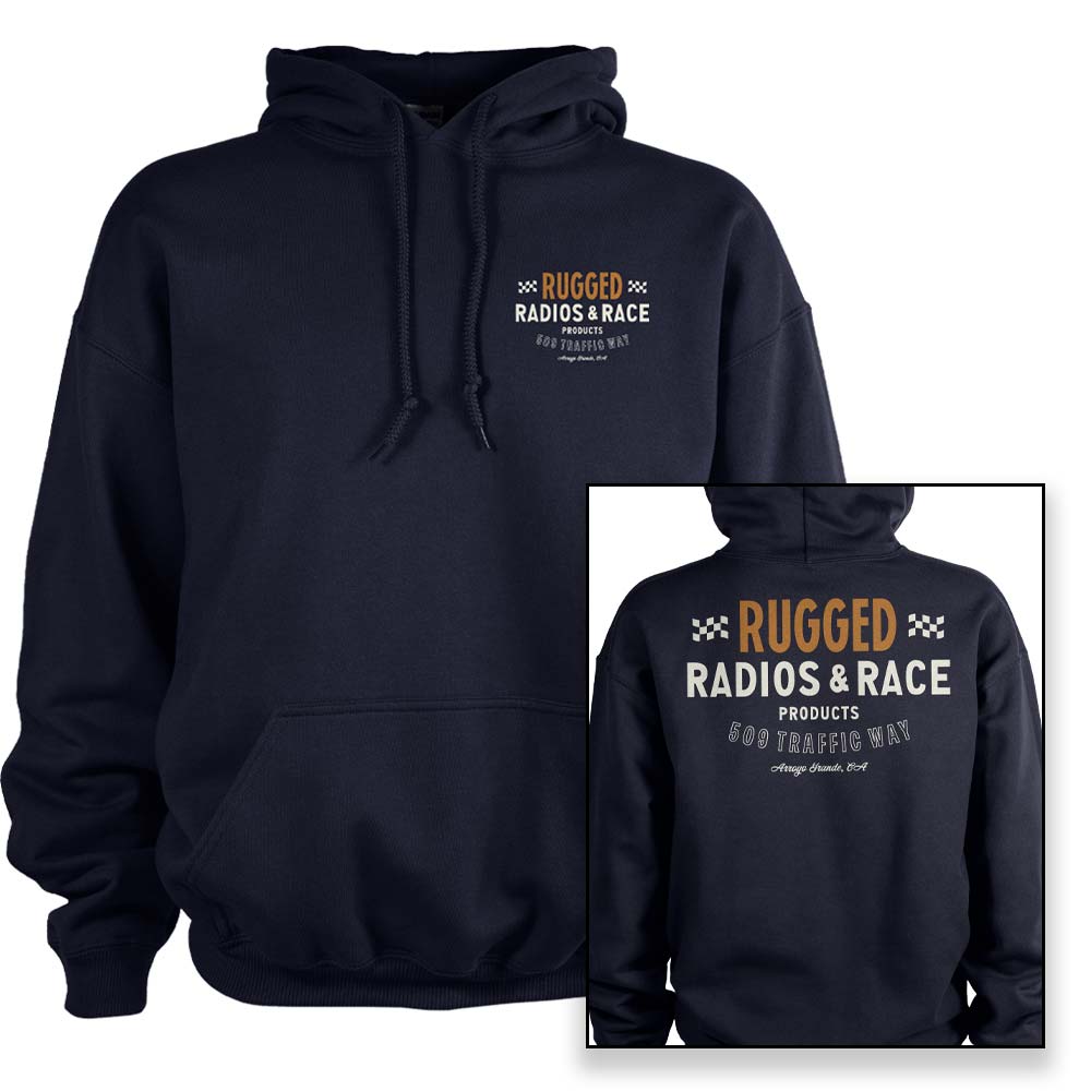 Rugged Radios VINTAGE RACE Pullover Hoodie - Navy Blue - Extra Large